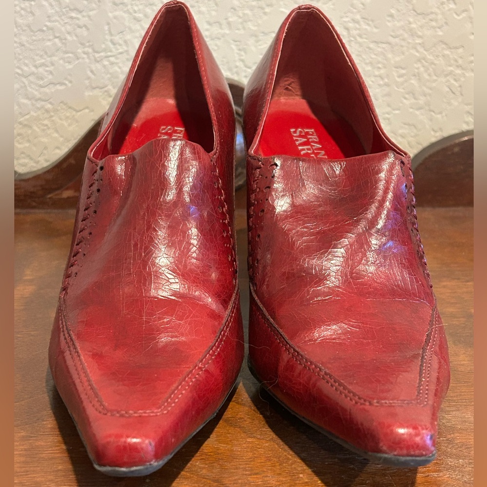 Franco Sarto Burgundy Leather Heels - Picture 2 of 6